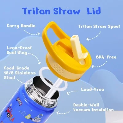 Buzio Kids Bottle with Straw Lid 500ML - Cars